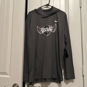 Nike dri fit long sleeve gray shirt w hoodie xl